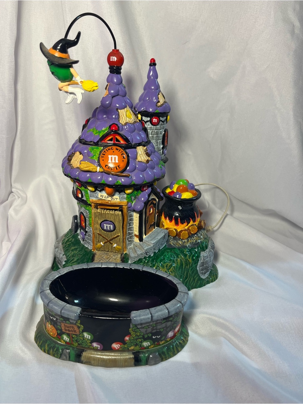 Department 56 Halloween M&M’s Flying Witch’s Castle Lighted Candy Dish